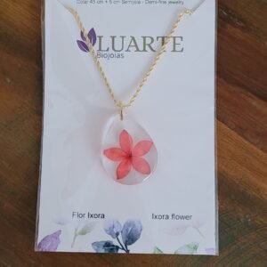 Colar Flor Ixora Natural – Semijoia Banhada a Ouro