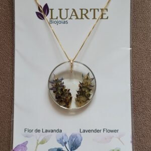 Colar Lavanda Natural de Araucária – Semijoia Banhada a Ouro