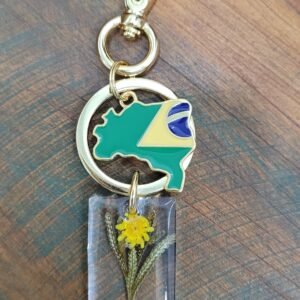 Chaveiro Flor Sempre Viva Amarela bandeira do Brasil CHA022