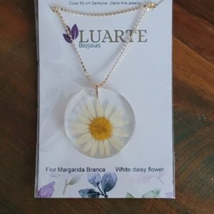 Colar banhado a ouro com pingente Margarida - Peça única