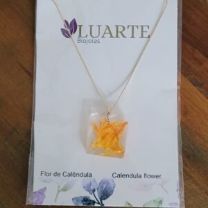 Colar Pétalas de Calêndula Natural – Semijoia Banhada a Ouro