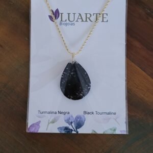 Colar Gota Turmalina Negra de Minas Gerais – Semijoia Banhada a Ouro