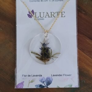 Colar Lavanda Natural Max de Araucária – Semijoia Banhada a Ouro