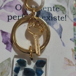 Chaveiro Pedra Natural Apatita e Chave CHA023